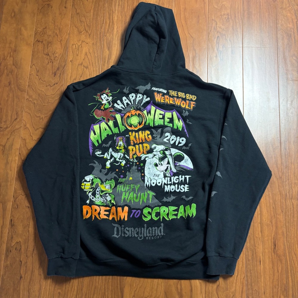 Disney Parks Disneyland Halloween 2019 Mickey Mouse Zip Up Hoodie Black Medium